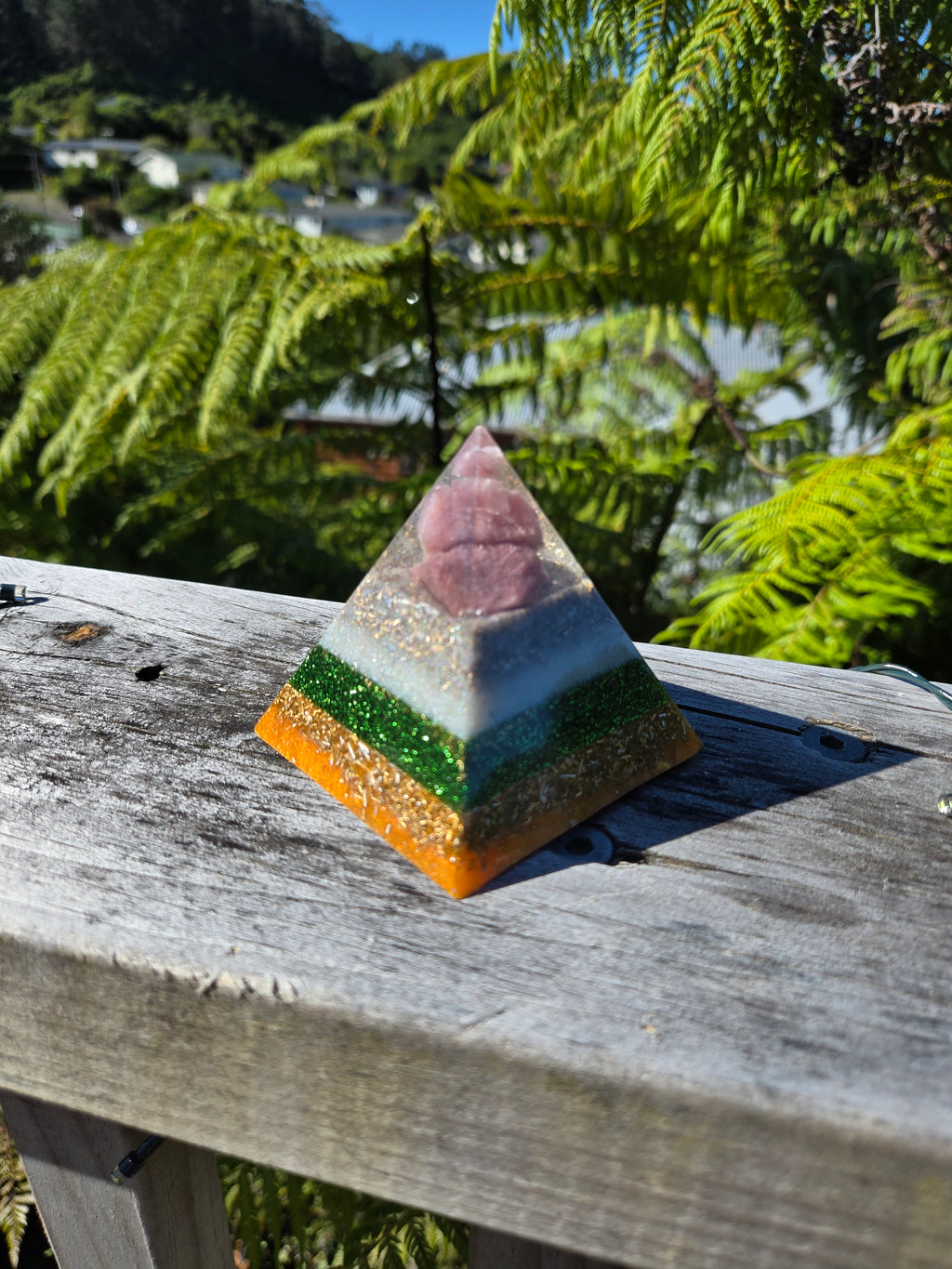 Strawberry Quartz Orgonite Pyramid | Handmade Energy & EMF Harmonising Crystal