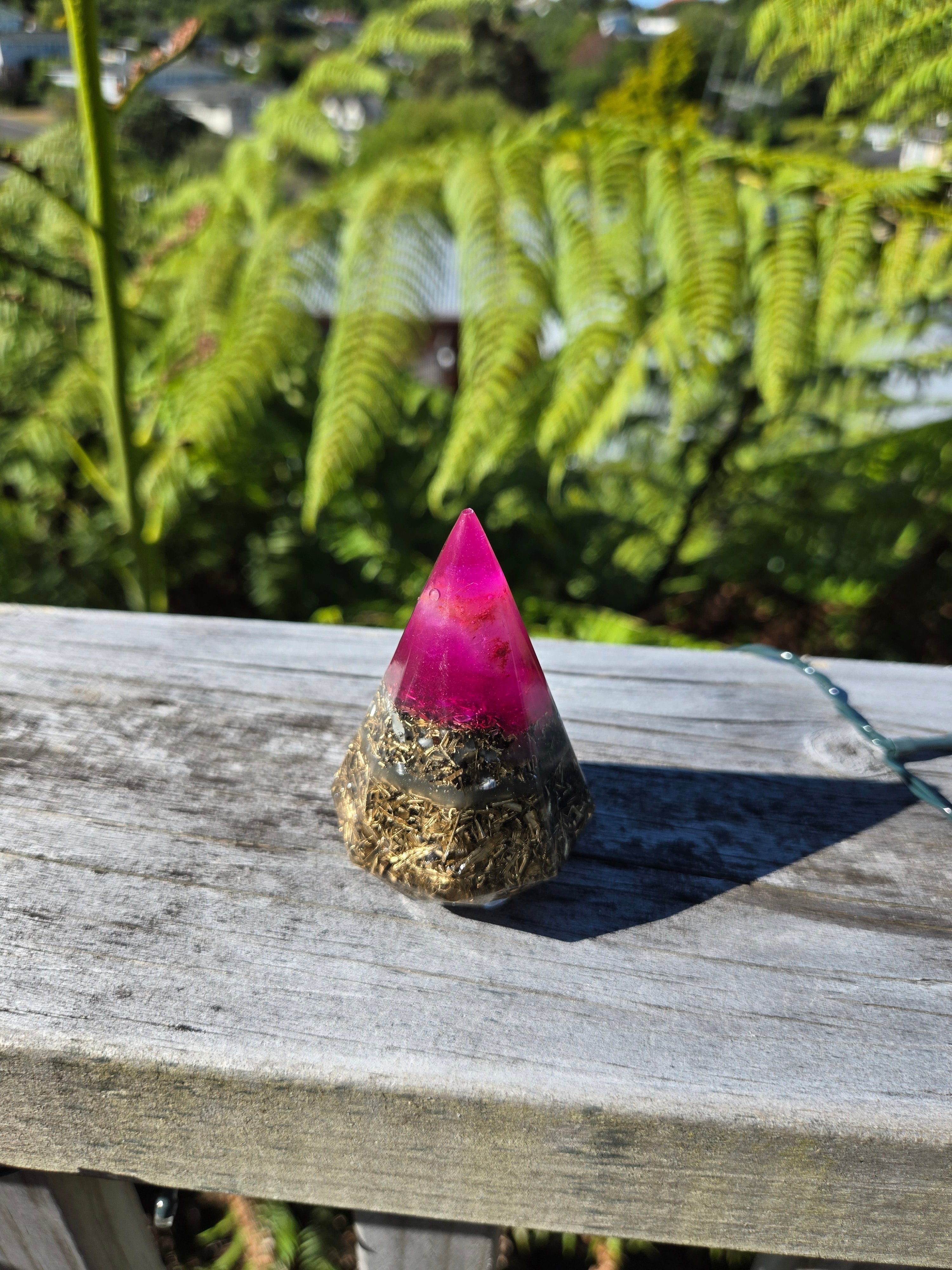 Purple Blue Lace Agate Orgonite Octagon Cone | Handmade Energy Piece
