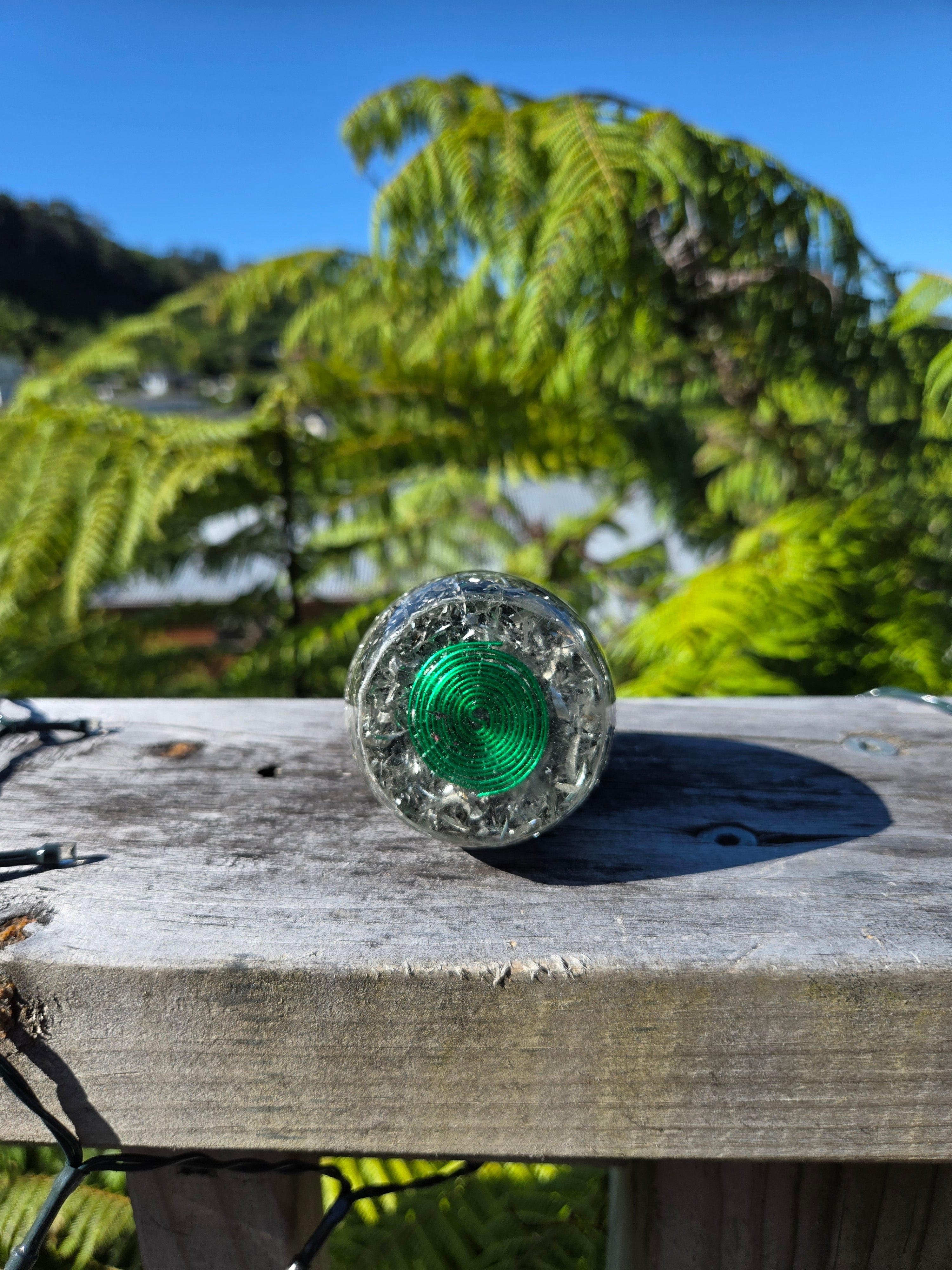 Purple Orgonite Egg with Peridot & Citrine | Handmade Yin Yang Energy Piece