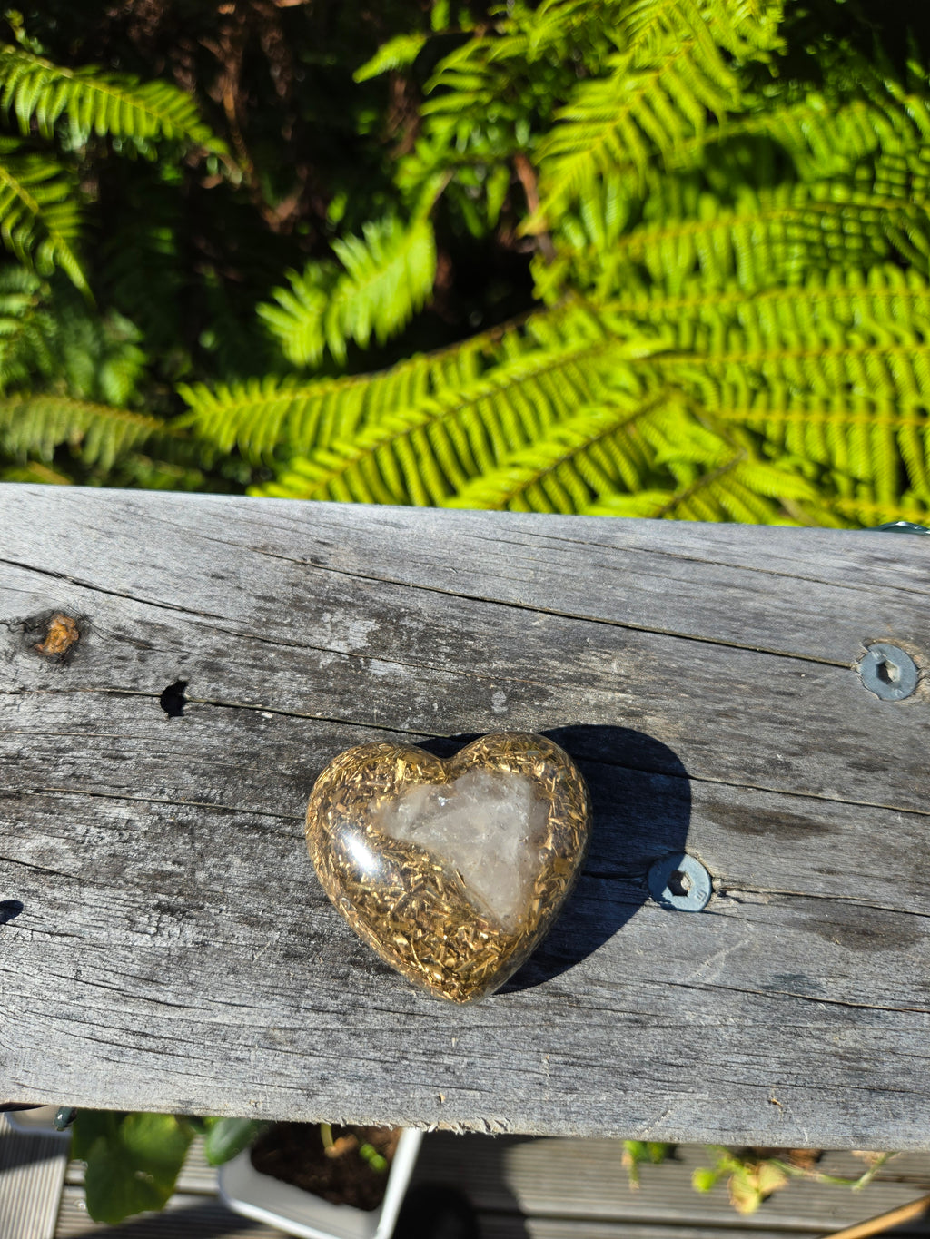 Clear Rose Quartz Orgonite Heart | Handmade Crystal Energy Piece