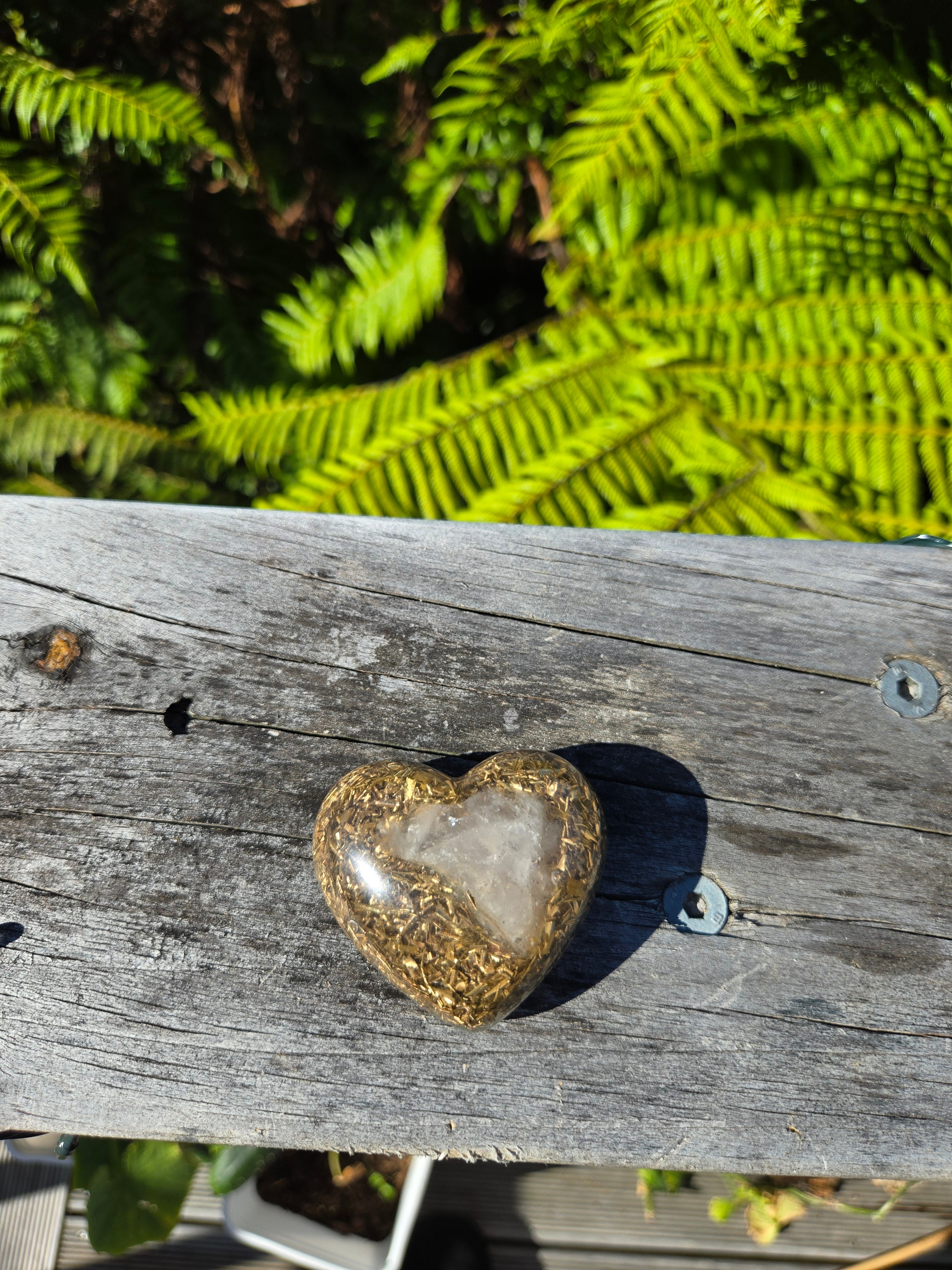 Clear Rose Quartz Orgonite Heart | Handmade Crystal Energy Piece