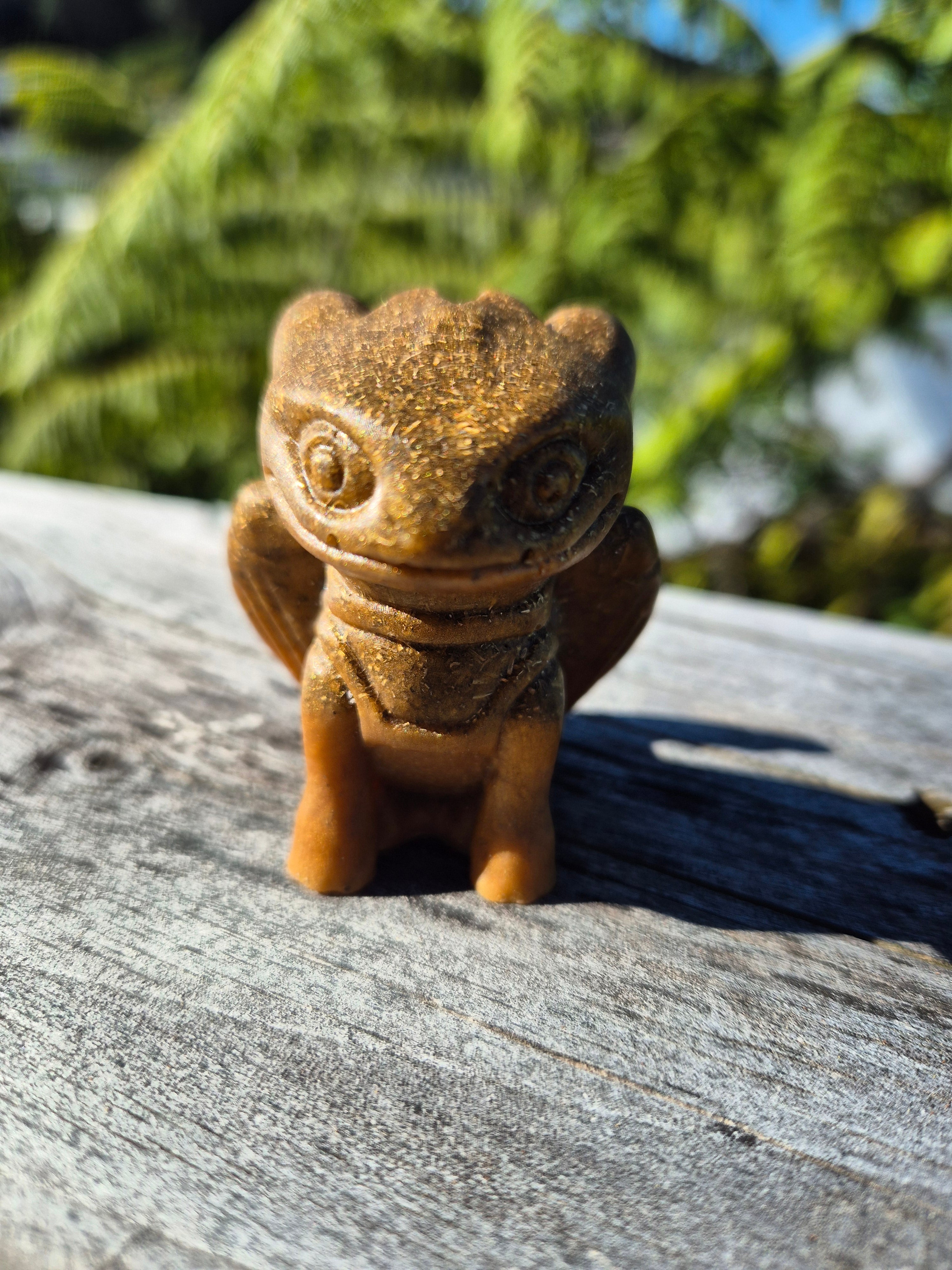 Gold Resin Orgonite Dragon | Handmade Crystal Energy